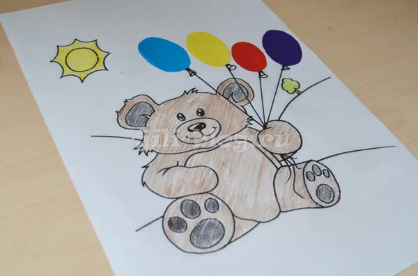 Аппликация Медведь с воздушными шариками