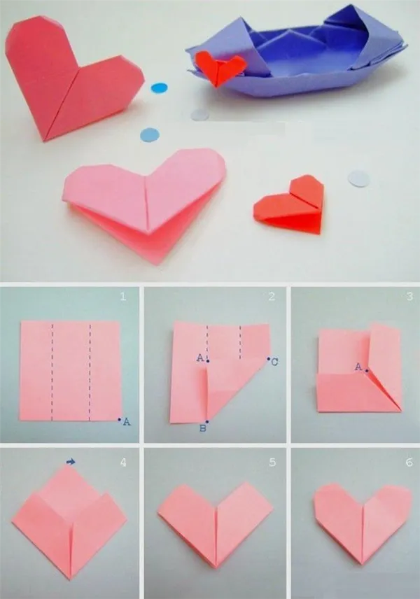 Сердечко оригами для начинающих - Как сделать сердечко из бумаги