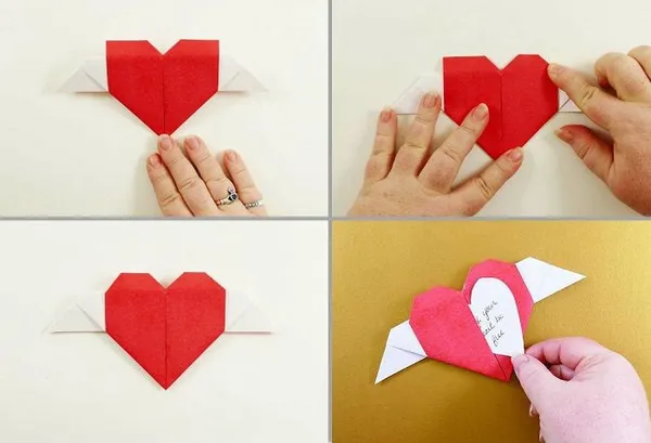 Сердечко-оригами с крылышками: шаги 17-20