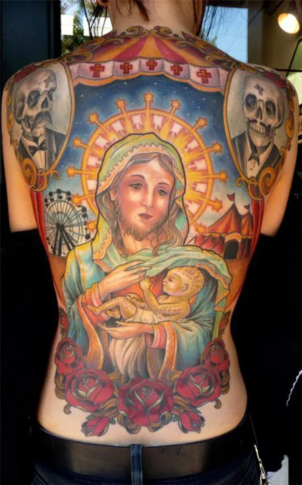 Что означает тату икона божьей матери в криминальном мире. Дева мария тату. 15
