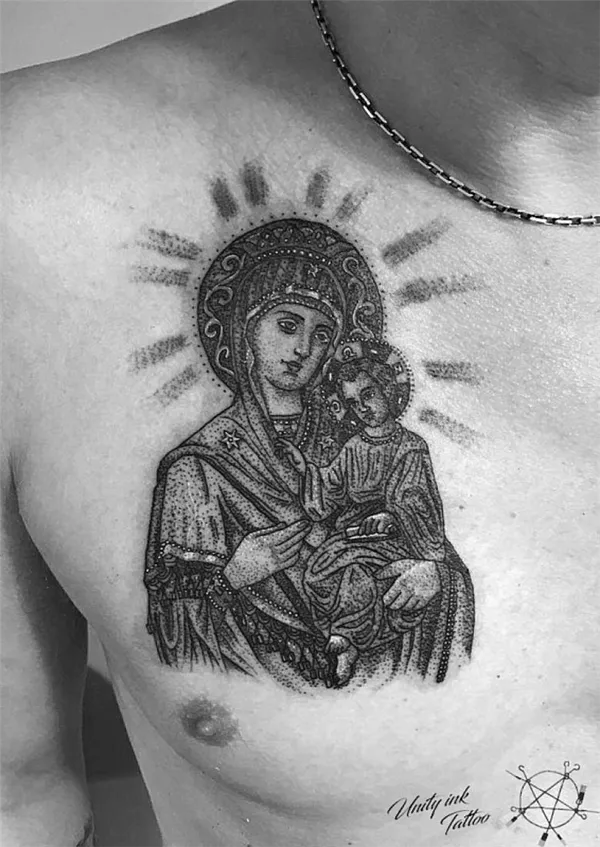 Что означает тату икона божьей матери в криминальном мире. Дева мария тату. 14