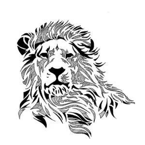 Эскиз тату льва в графике