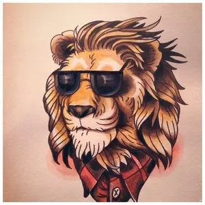 Эскиз тату льва в мультяшном стиле