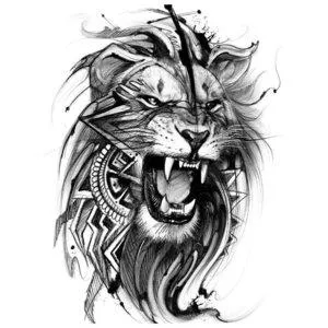 Эскиз тату льва в реализм-стиле