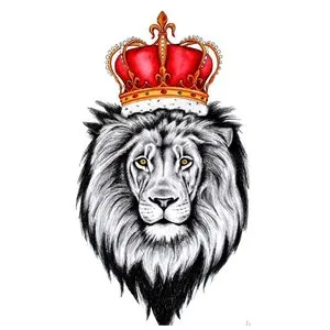 Эскиз тату льва с красной короной