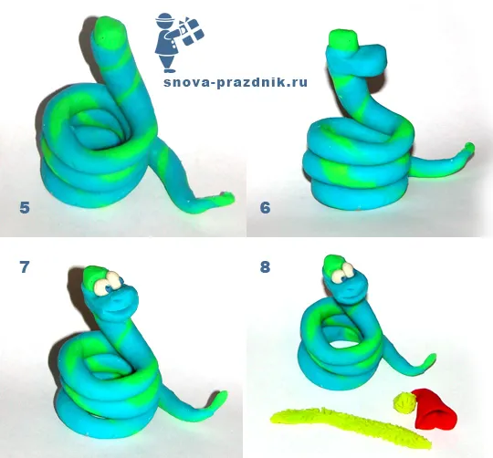 Змея из пластилина для детей. Змея — лепка из пластилина. Как сделать эту красивую композицию. Змея из пластилина. 40