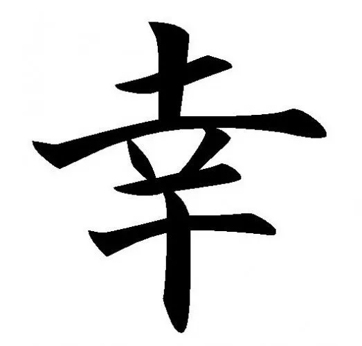 Тату с китайским иероглифом «счастье»