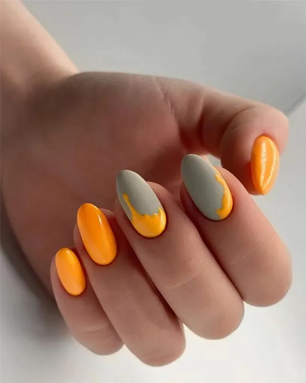 оранжево-серые ногти
