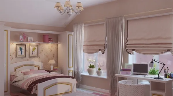 Оформление спальни для девушки. Дизайн комнаты для девушки в современном стиле. 2