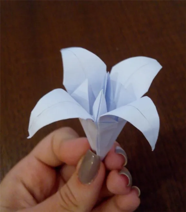 Создание оригами в виде лилии. Лилия из бумаги. 4