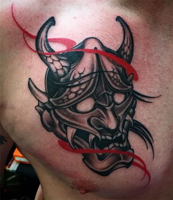 Значение татуировки маска Ханья. Японская маска демона. 6