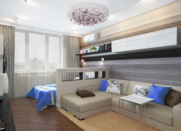 идея красивого стиля гостиной спальни