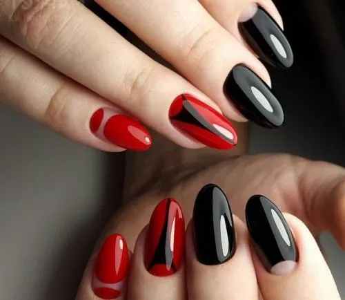 Маникюр красный с черным. Фото черно-красного маникюра на коротких и длинных ногтях: красивый и модный дизайн