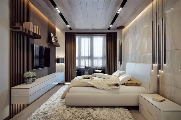 Дизайн большой спальни в пастельных тонах