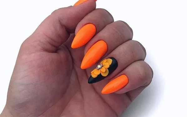 Оранжевый маникюр: модные идеи и современные тенденции. Оранжевый дизайн ногтей. 15