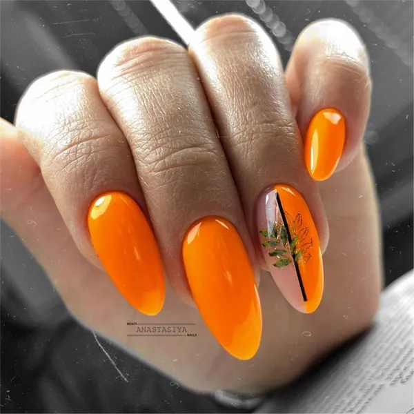Оранжевый маникюр: модные идеи и современные тенденции. Оранжевый дизайн ногтей. 55