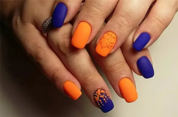 Оранжевый маникюр: модные идеи и современные тенденции. Оранжевый дизайн ногтей. 45