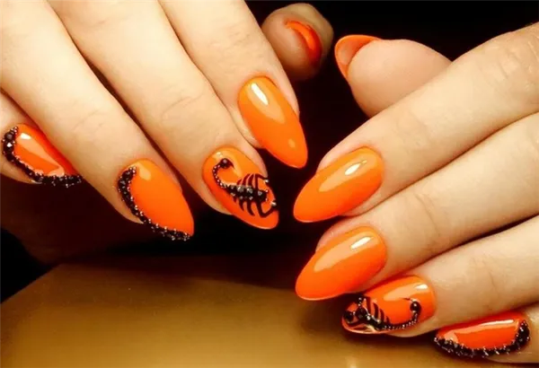Оранжевый маникюр: модные идеи и современные тенденции. Оранжевый дизайн ногтей. 53