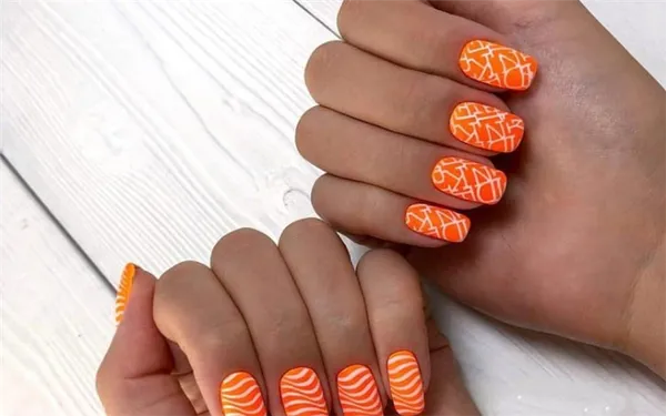 Оранжевый маникюр: модные идеи и современные тенденции. Оранжевый дизайн ногтей. 17