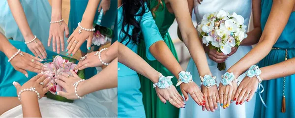 Руки со свадебными браслетами