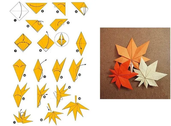 Схема листьев оригами