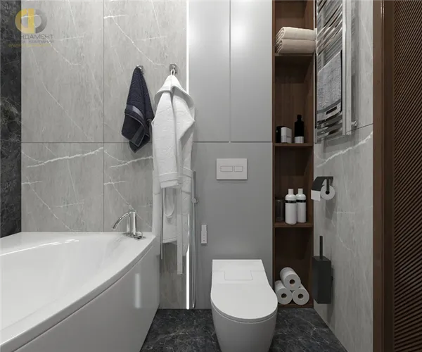 визуализация ванной комнаты с угловой ванной