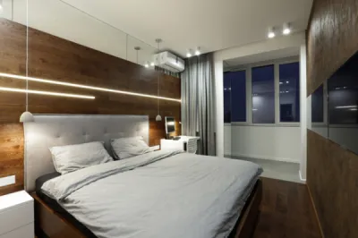 Ламинат на стене в спальне: 80 уютных вариантов отделки для минималистичных интерьеров. Ламинат на стене в спальне. 14