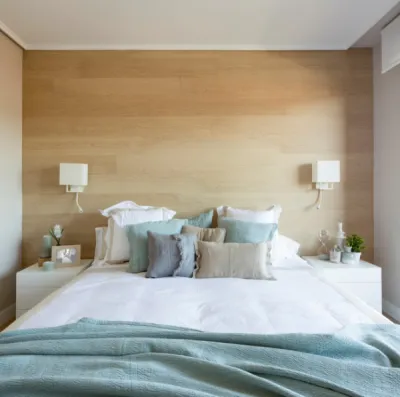 Ламинат на стене в спальне: 80 уютных вариантов отделки для минималистичных интерьеров. Ламинат на стене в спальне. 15