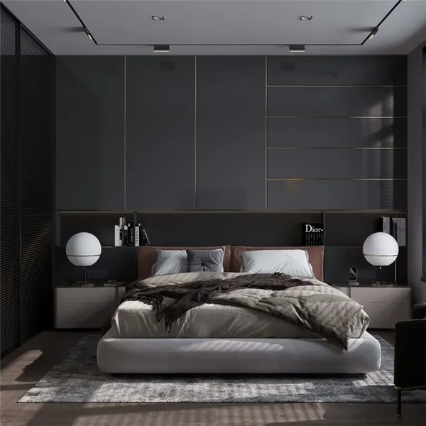 Черная спальня в стиле модерн
