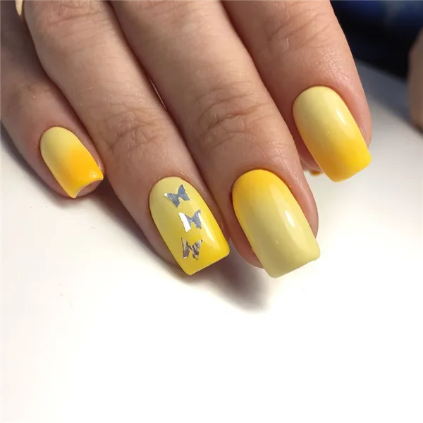 Желтый маникюр 2023: фото трендовых новинок дизайна на короткие и длинные ногти. Нежно желтый маникюр. 89