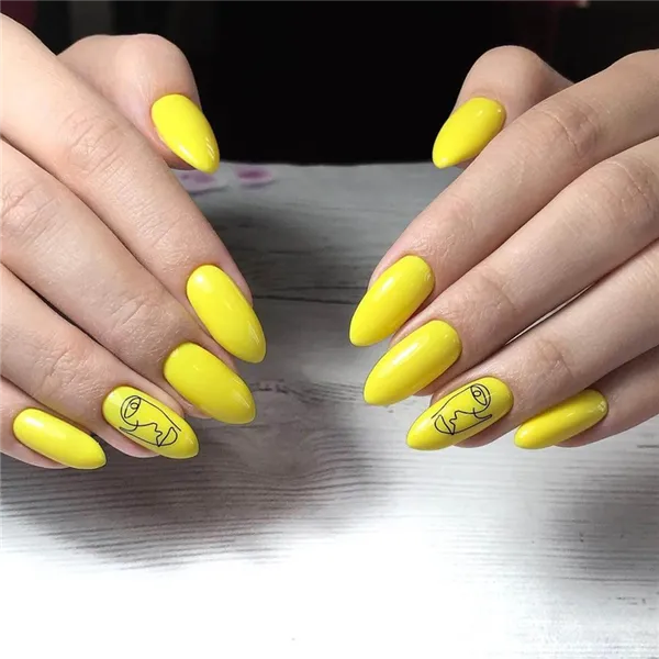 Желтый маникюр 2023: фото трендовых новинок дизайна на короткие и длинные ногти. Нежно желтый маникюр. 65