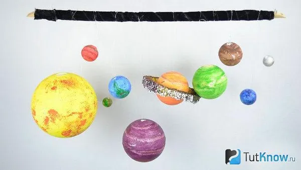 Пример планет Солнечной системы из пенопласта