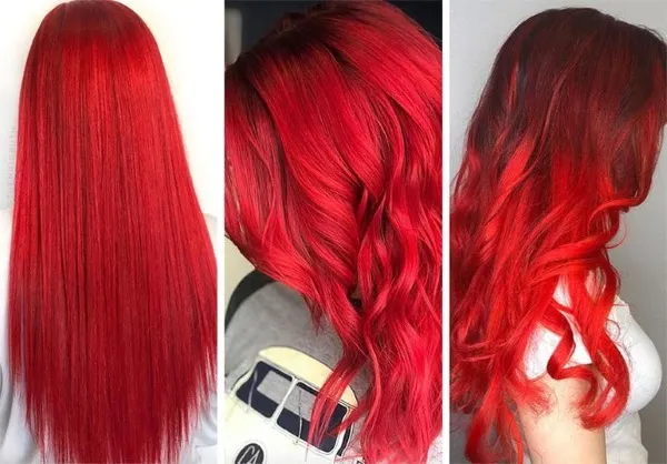 Бордовый цвет волос. Фото до и после на темные, русые, светлые волосы