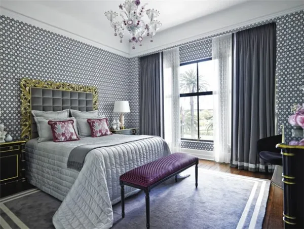 Серые шторы в спальне: примеры сочетания серого цвета с обоями, фото модных новинок, варианты дизайна. Серые шторы в спальне. 38