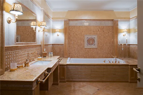 Большая ванная комната нежно-пастельные цвета