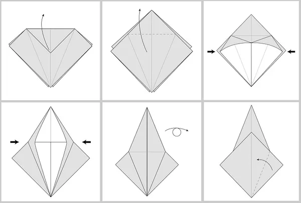 Складывание жураавля оригами: этапы 13-18