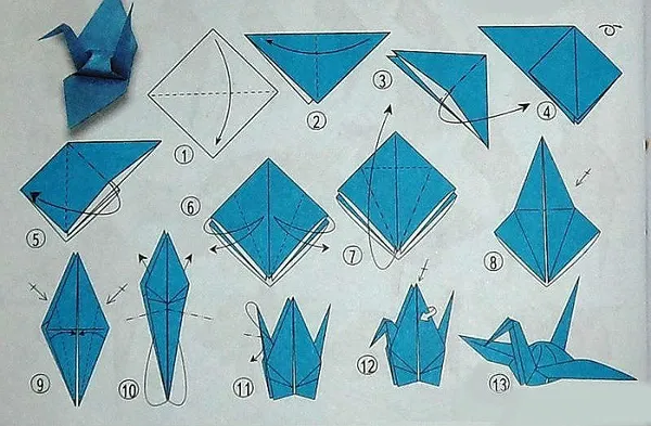 Схема журавля оригами