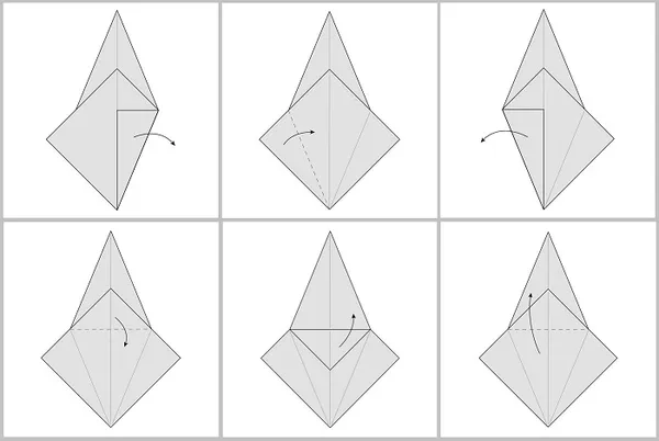 Складывание жураавля оригами: этапы 19-24