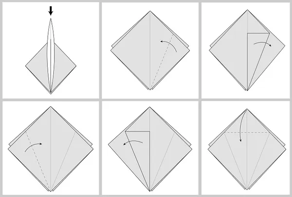 Складывание жураавля оригами: этапы 7-12