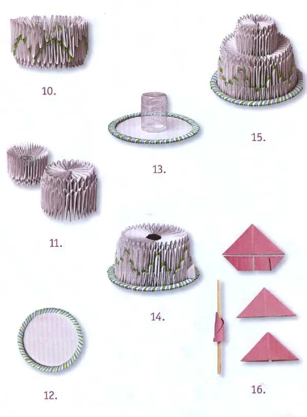Оригами торт из модулей. Торт из бумаги. 4