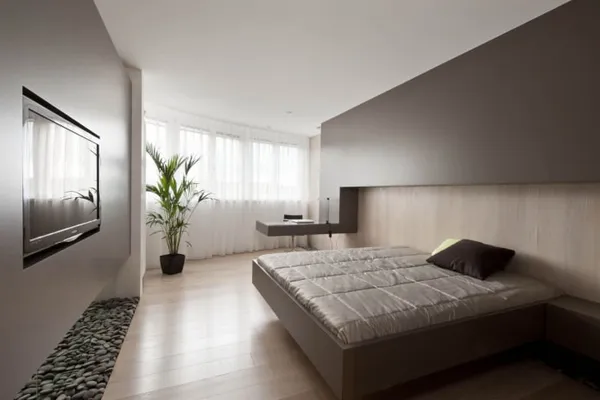 цветовое оформление спальни в минималистичной стилистике