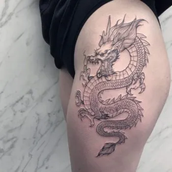 Тату с китайским драконом. Китайский дракон тату. 17