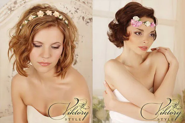 Свадебные прически на короткие волосы - 100 красивых фото. Свадебные прически на короткие волосы. 8