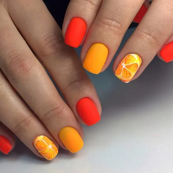 Оранжевый маникюр: модные идеи и современные тенденции. Оранжевый дизайн ногтей. 11