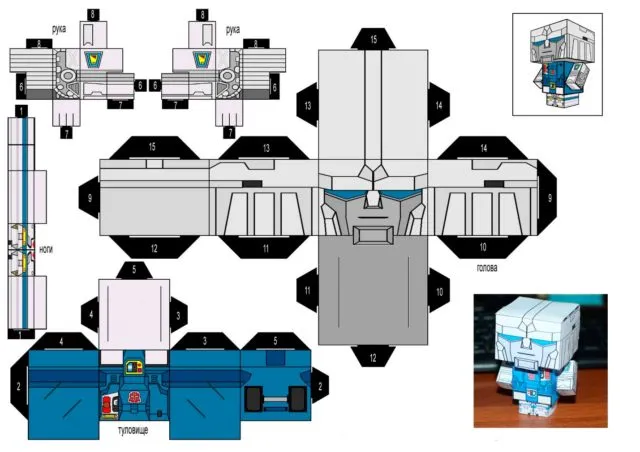 Робот из бумаги, шаблон